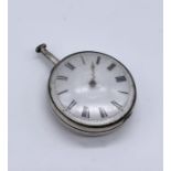 A hallmarked silver pocket watch with fusee movement engraved Malone, Hastings (London 1808)