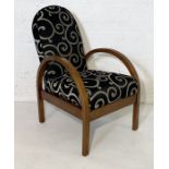 An Art Deco bentwood chair with open frame