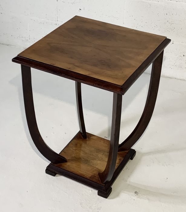 A French Art Deco walnut occasional table on bowed legs - Image 2 of 5