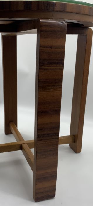 An Art Deco walnut and satinwood side table with glass top - Image 3 of 3