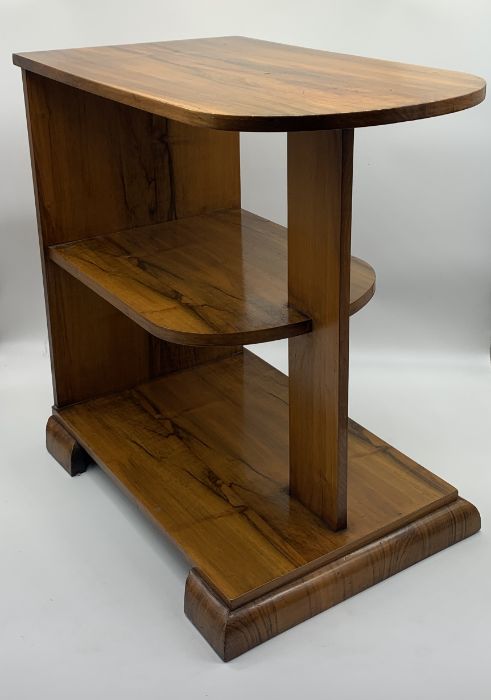 An Art Deco walnut three tiered side table - Image 2 of 3