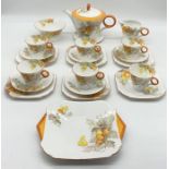 Shelley porcelain part tea service, decorated in the Cape Gooseberry pattern, printed and painted