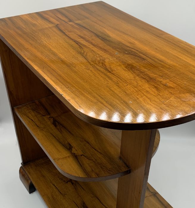 An Art Deco walnut three tiered side table - Image 3 of 3