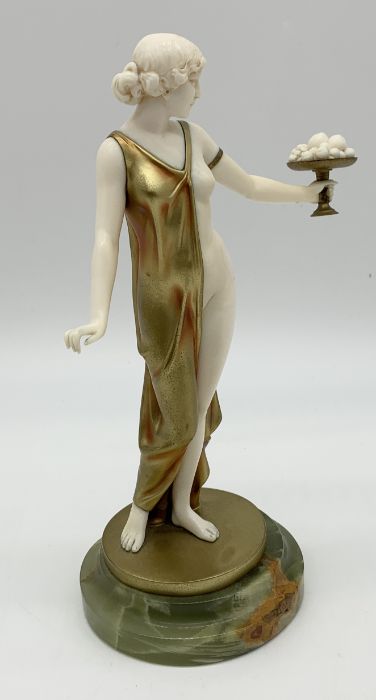Ferdinand Preiss (1882 -1943) Cold-painted bronze and ivory figure of a semi-nude young lady holding - Image 5 of 5
