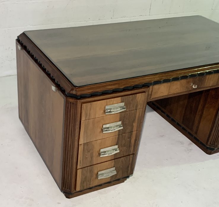 A French Art Deco rosewood office suite including partner's desk with pull out slides, bookcase - Image 10 of 16