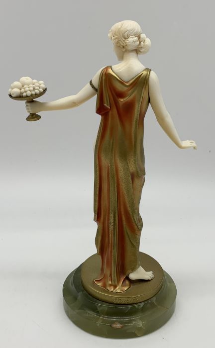 Ferdinand Preiss (1882 -1943) Cold-painted bronze and ivory figure of a semi-nude young lady holding - Image 3 of 5