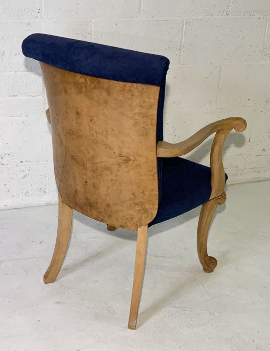An Art Deco chair by Heals with blue suede seat - Image 2 of 2
