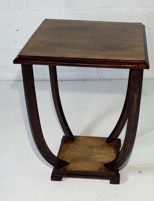 A French Art Deco walnut occasional table on bowed legs - Image 4 of 5