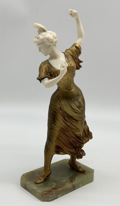Amelie Columbier (French 19th/20th Century) - "Carmencita" a gilt bronze and ivory figure of a - Image 2 of 6