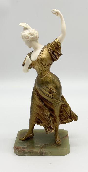 Amelie Columbier (French 19th/20th Century) - "Carmencita" a gilt bronze and ivory figure of a