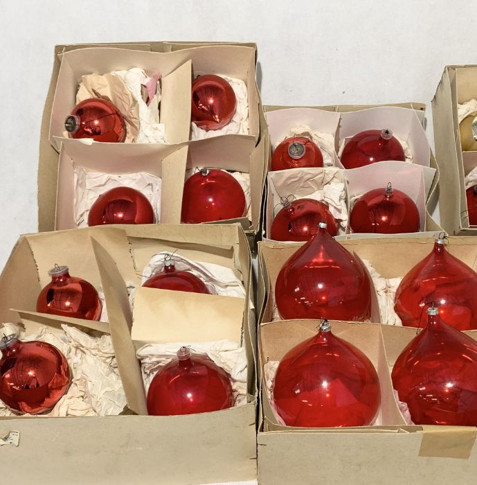 A collection of vintage red glass Christmas decorations bought from Harrods mainly made in West - Image 3 of 5