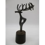 A modernist sculpture of a deer, height 27cm