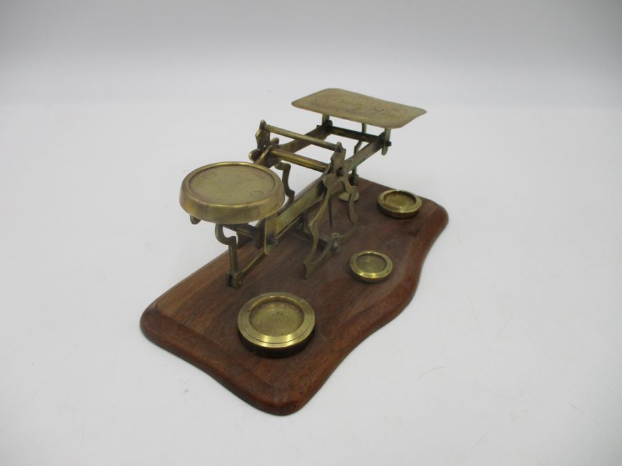 A set of antique postal scales.