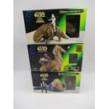 A collection of three boxed Kenner Star Wars The Power of The Force Action figures/playsets