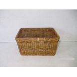 A large wicker basket.