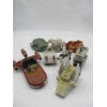 An assortment of vintage play worn Star Wars vehicles and accessories including an Imperial