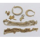 A collection of 9ct gold scrap, total weight 8.7g