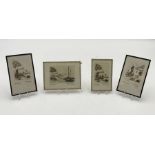 Four early 20th century miniature etchings of Beer, Devon by Walter Endicott