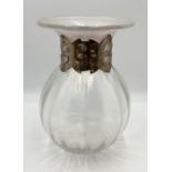 An Anthony Stern glass vase, with flared rim above an encased gilt band and shallow reeded