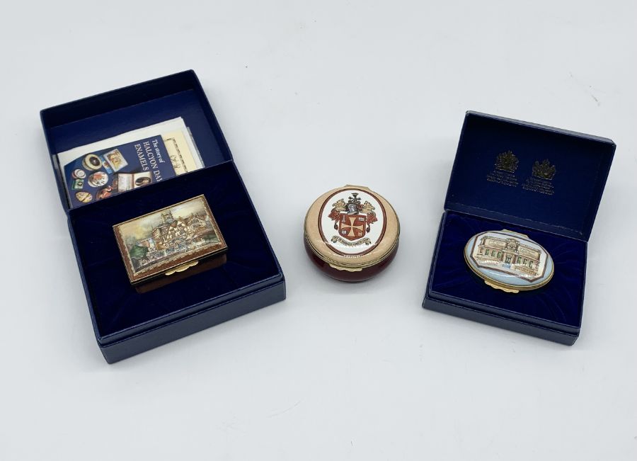 Three Halycon days enamel trinket boxes