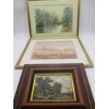 Two watercolour paintings by Megan Hodgkinson, "Early Morning - Broad Colney" and "Along the