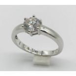 A 9ct white gold solitaire dress ring, total weight 2.5g