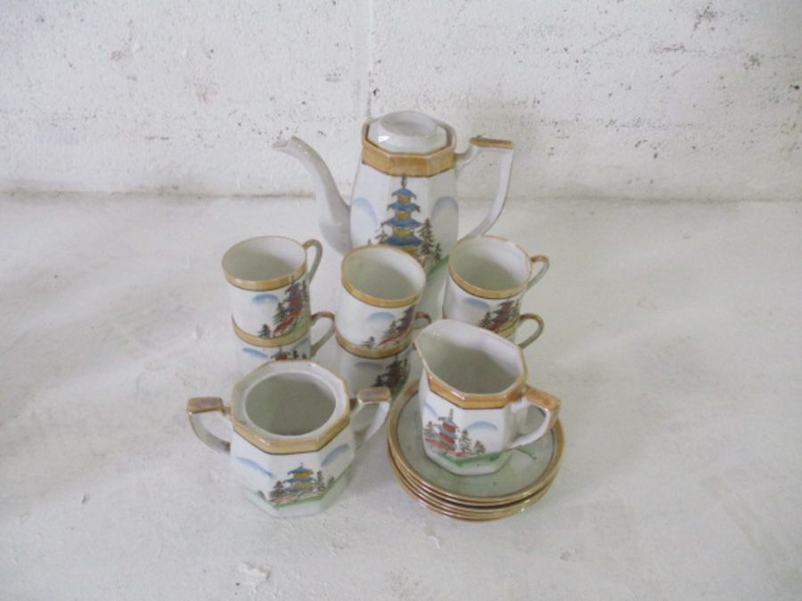 A quantity of china and glass, including a Japanese style coffee set, decanters, fifteen egg cups - Image 4 of 5