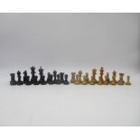 A wooden chess set, complete.