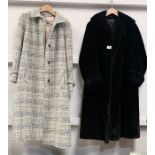 A vintage Harrods black fur ladies coat, along with a ladies Aquascutum (Regent Street, London)