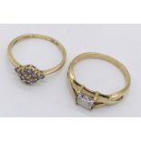 Two 9ct gold dress rings, total weight 4g