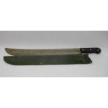 A vintage machete with green canvas sheath