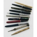 A collection of vintage pens including Parker, Conway Stewart "The Dandy" etc.