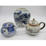 A 19th Century Chinese ginger jar along with a Chinese tea pot etc.