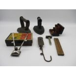 An assortment of vintage items including a boxed Valet auto strop safety razor and accessories, a