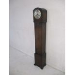 A 20th Century oak grandmother clock, height 128cm.