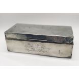 A hallmarked silver cigarette box A/F