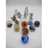 A collection of paperweights including Svaja, Caithness, Avondale etc.