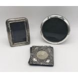 Three small silver photo frames (1 A/F)