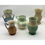 A collection of drip glaze vases including Beswick