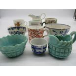 A small collection of china including 19th Century jug, tea bowls, etc.
