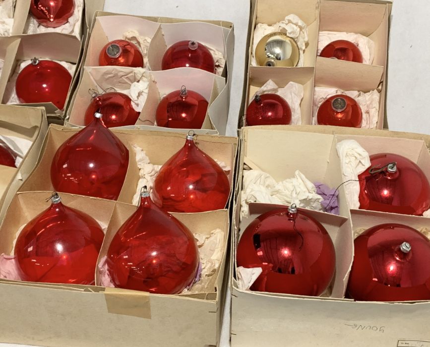 A collection of vintage red glass Christmas decorations bought from Harrods mainly made in West - Image 2 of 5