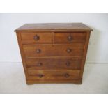 A mahogany chest of five drawers, length 103cm, height 99cm.