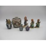 A mixed lot, comprising of three Goebel figures, an oriental ceramic vase, cloisonné owl etc.