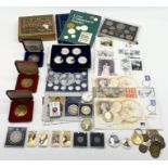 A collection of various coinage, collectables, numismatic first day covers etc