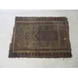 An Eastern hand woven prayer rug, as found, approx. 129cm x 93cm.