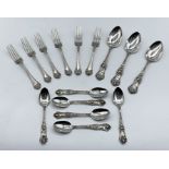 A collection of Sterling silver cutlery includng six teaspoons and three serving spoons by George W.