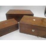 Three antique boxes including a writing slope- all A/F