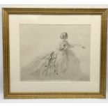 Adrien Etienne Drian (1885-1961) Lady with a fan; drypoint etching in gilt frame signed in pencil