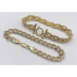 Two 9ct gold bracelets, total weight 25g