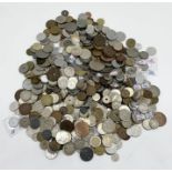 A collection of various loose worldwide coinage